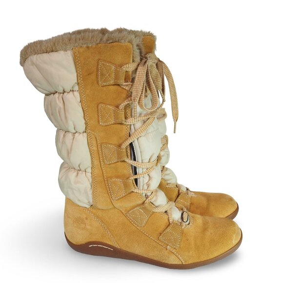 Timberland Parkin Puffer Mid Calf Boots Women's 9.5 Wheat 19638 - Picture 4 of 11